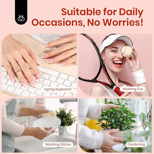 F - Press On Nail Kit | Short Square | Brown French