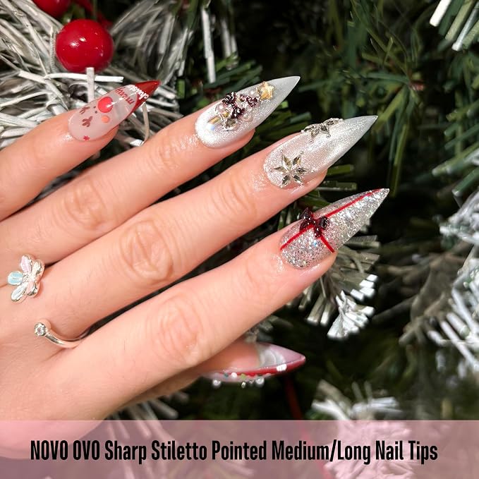 Medium / Long Clear Sharp Stiletto Nail Tips 224