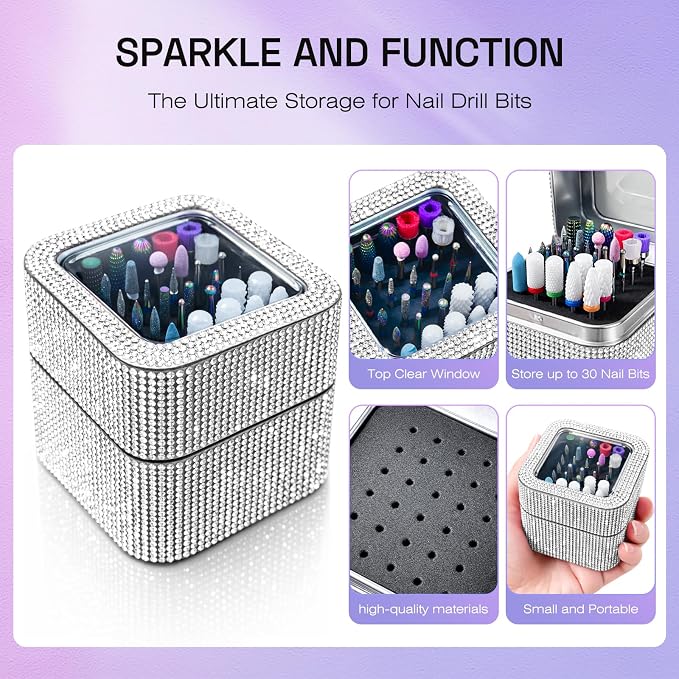 30Pcs Nail Bits with Silver Case