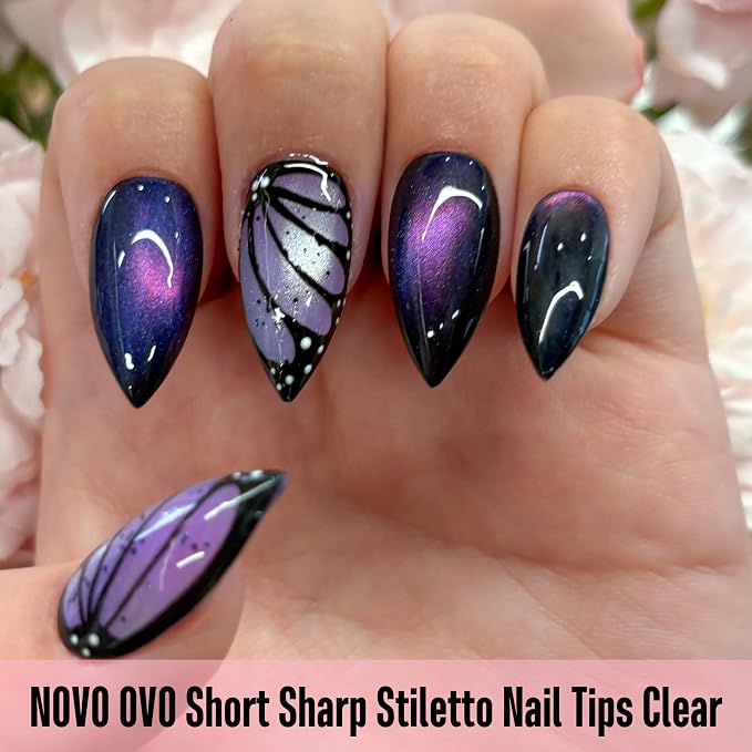 Short Sharp Stiletto Nail Tips Clear 480