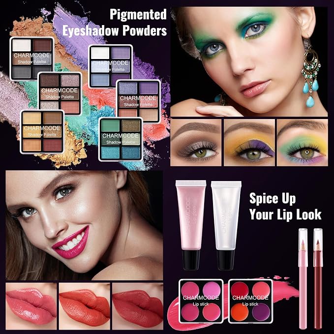 Purple Train Case with Makeup Kit