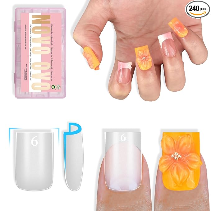 Short Sharp Square Nail Tips Clear 240