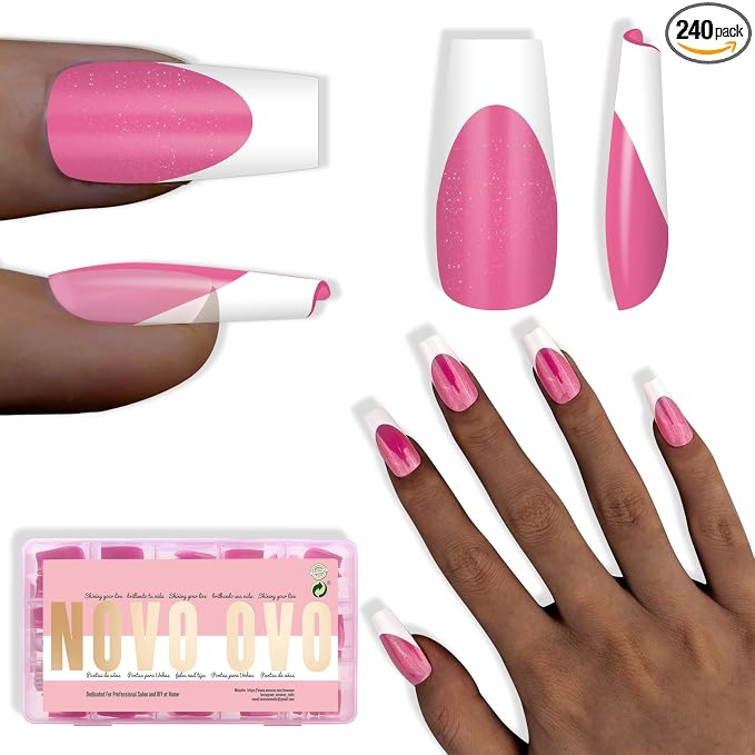 Coffin White French Tip Rose Pink