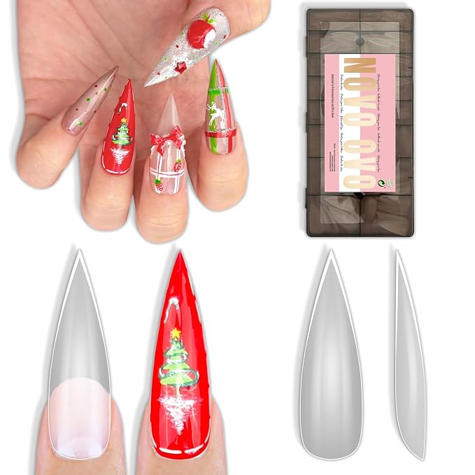 Long XL Clear Sharp Stiletto Nail Tips 480