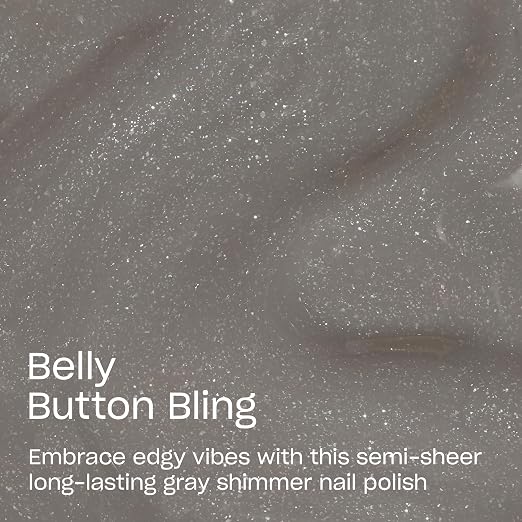 Belly Button Bling | Semi-Sheer Dark Soft Grey Silver Shimmer