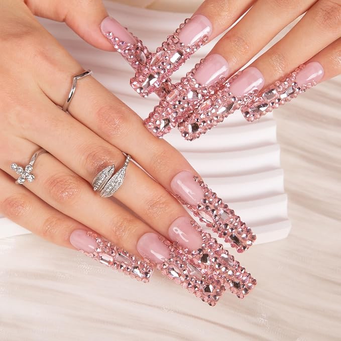 Pink French Tip Rhinestone