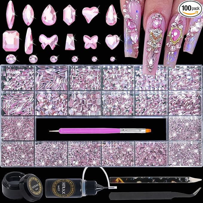 Light Pink Nail Rhinestones