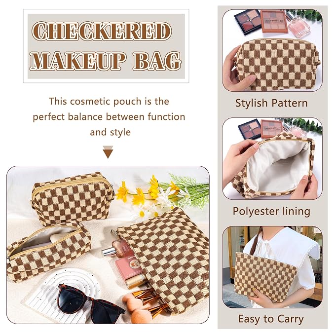 B-Checkered 3Pcs Mix Brown