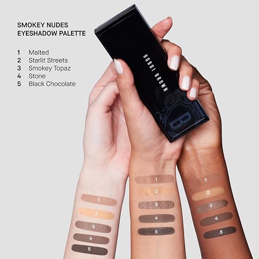 Smokey Nudes (Muted neutral matte and metallic shades, from pale champagne to deep black-brown)