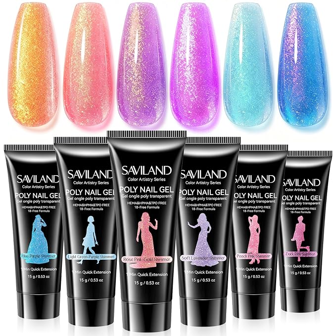 05- 6 Shimmer Colors Peach Pink Blue Purple