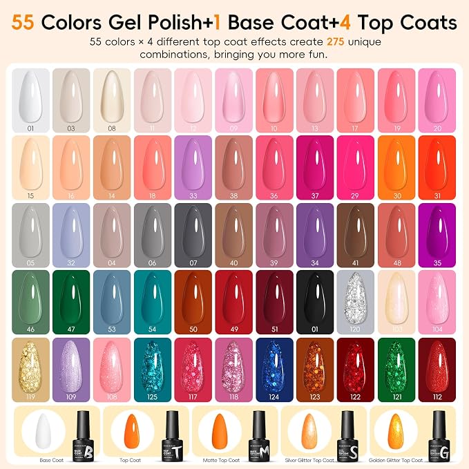 55Pcs Fall Colors + 5Pcs Top Base Coat