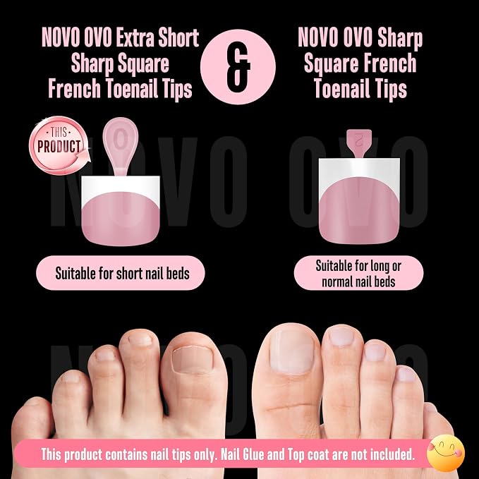 Extra Short Sharp Square Toe Nail Tips White French Tip Berry Pink