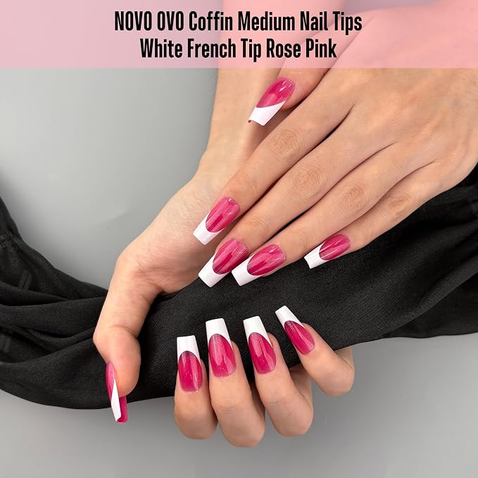 Coffin White French Tip Rose Pink