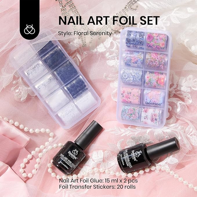 2Pcs Nail Foil Glue with Lace Stickers