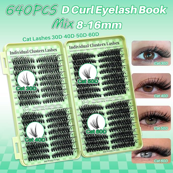 1450Pcs WL+60D+80D+100D,Cat Eye+Spike Lash Kit-10
