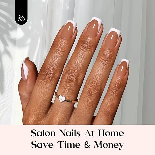 4 - Press On Nails Only | Short Squoval | Brown French