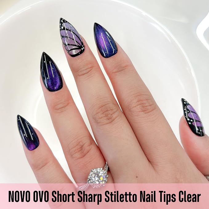 Short Sharp Stiletto Nail Tips Clear 480