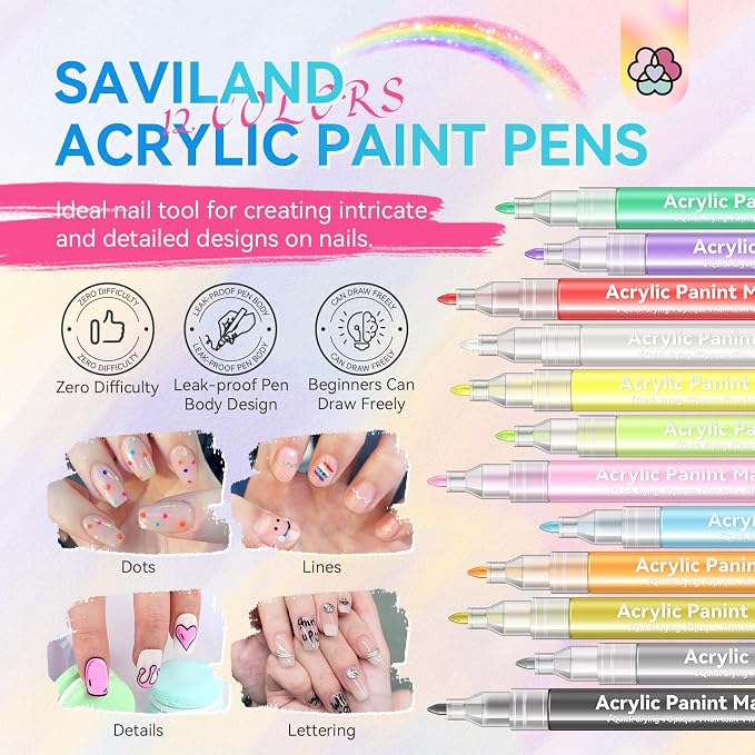 12 Colors Nail Polish Markers Set