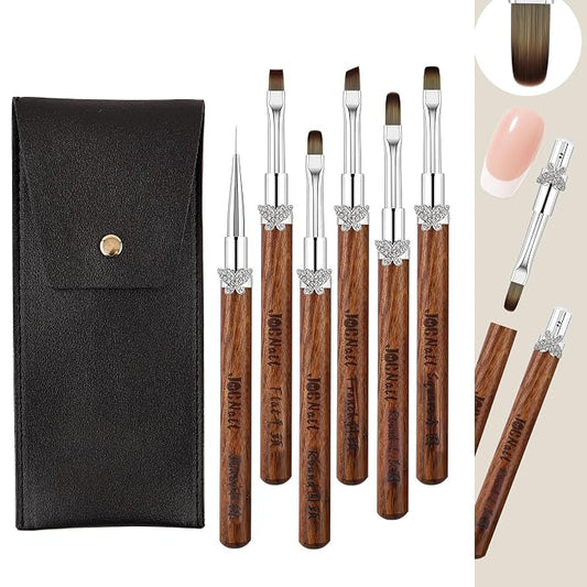 Nail Art Brushes 6pcs Black Pouch