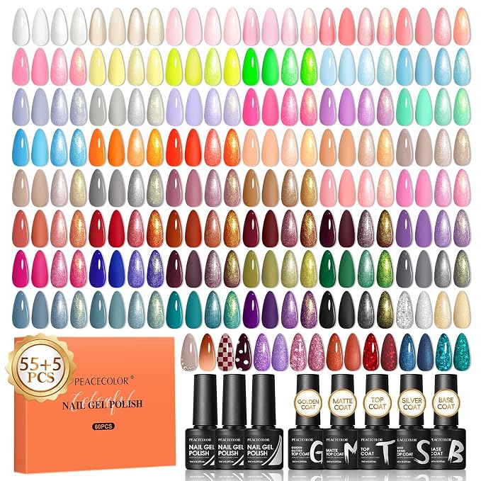 55Pcs All Season Colors + 5Pcs Top Base Coat