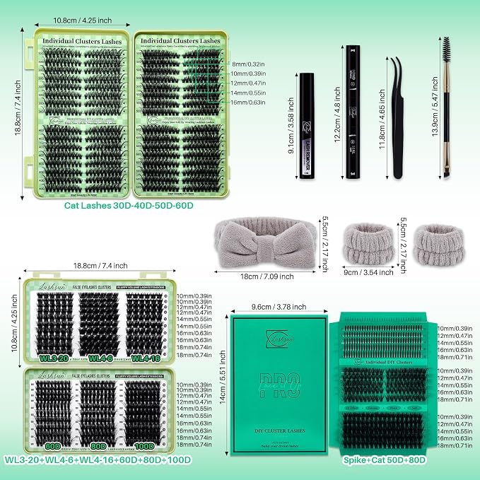 1450Pcs WL+60D+80D+100D,Cat Eye+Spike Lash Kit-10
