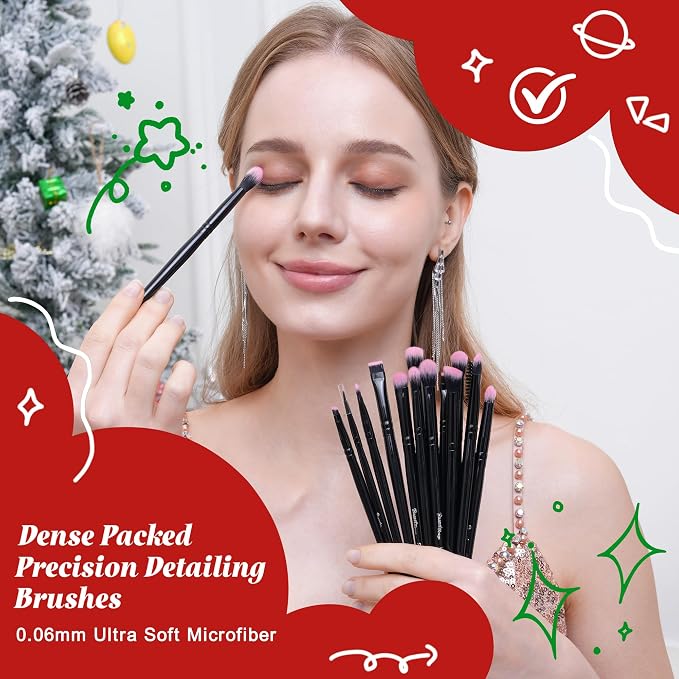18Pcs Fuchsia Black+Holder