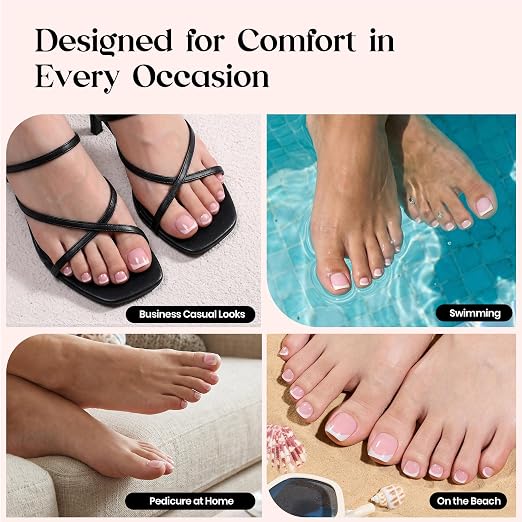 0 - Press On ToeNails Only | Short Square | Pink French