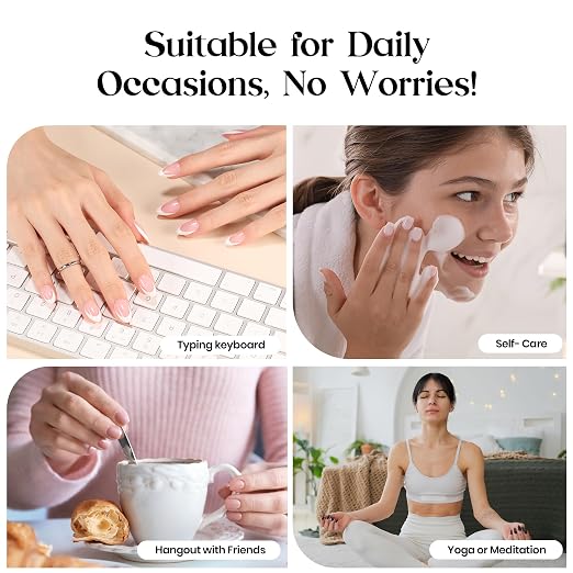 1 - Press On Nails Only | Short Squoval | Pink French