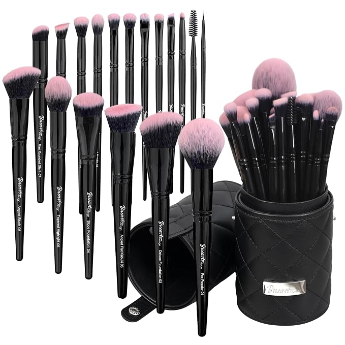 18Pcs Fuchsia Black+Holder