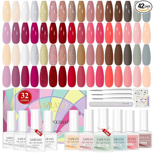 B-42PCS Red Gel Nail Polish Kit