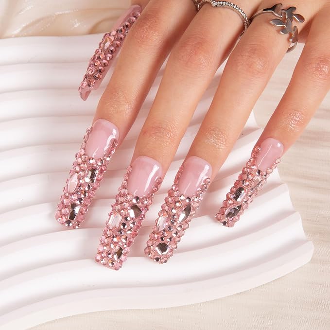 Pink French Tip Rhinestone