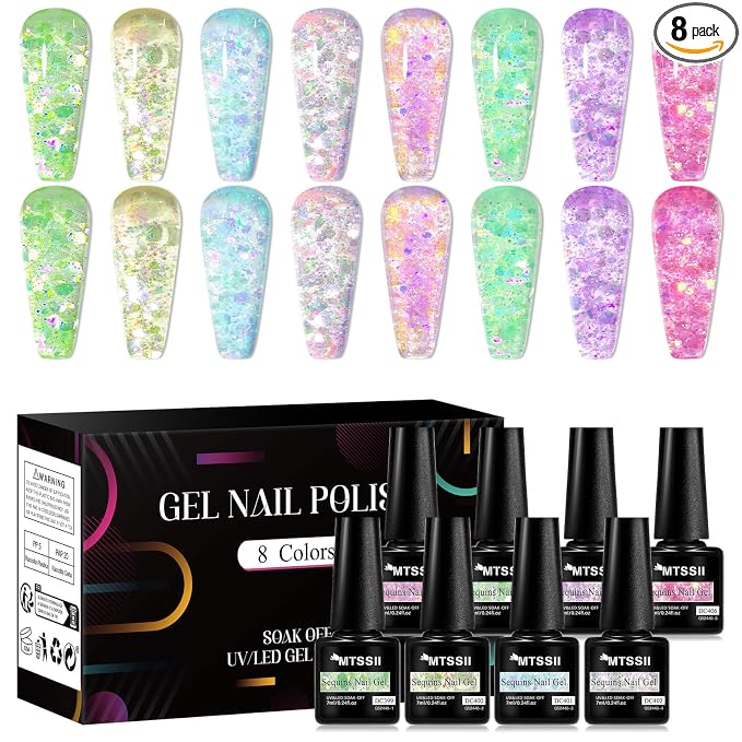 8 Pcs Jelly Glitter Sequins