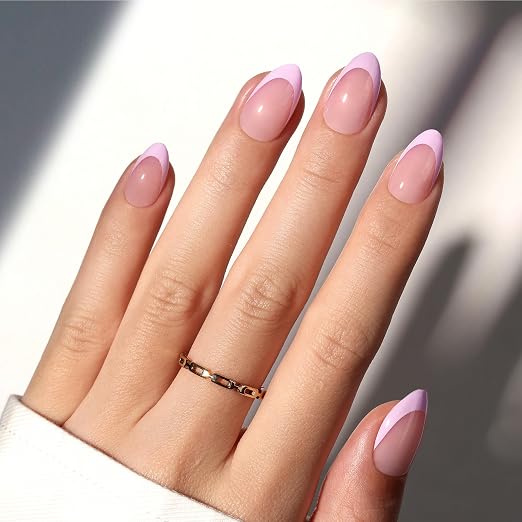 5 - Press On Nails Only | Short Amlond | Purple French