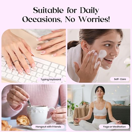 5 - Press On Nails Only | Short Amlond | Purple French