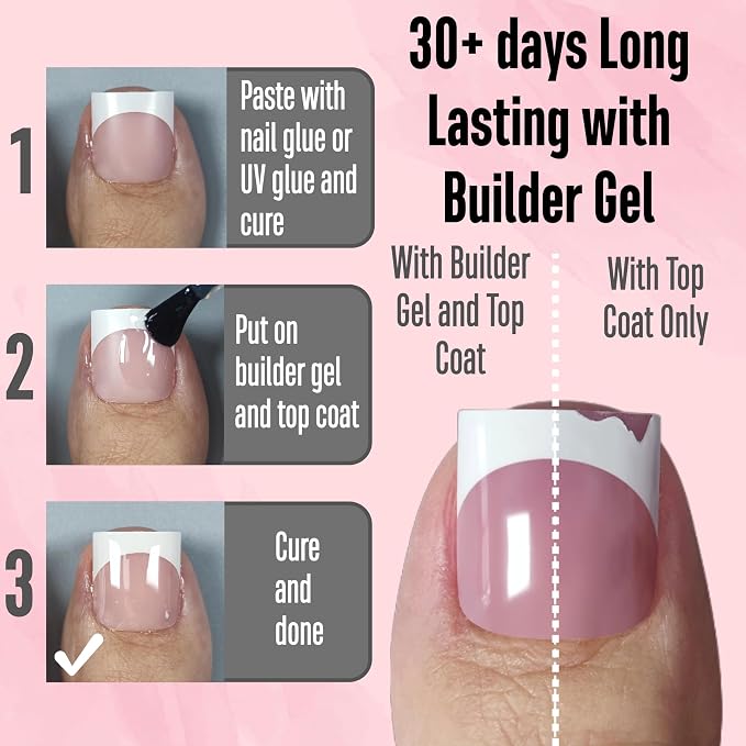 Sharp Square French tip Toe Nail Tips BabyPink