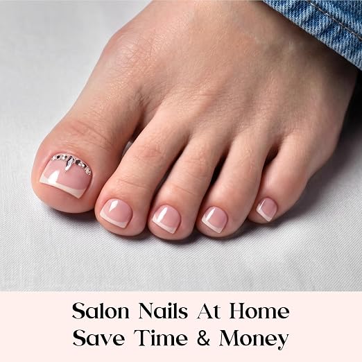 0 - Press On ToeNails Only | Short Square | Pink French