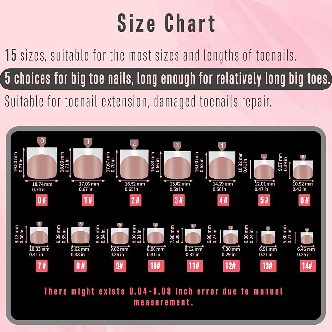 Sharp Square French tip Toe Nail Tips Brown Pink