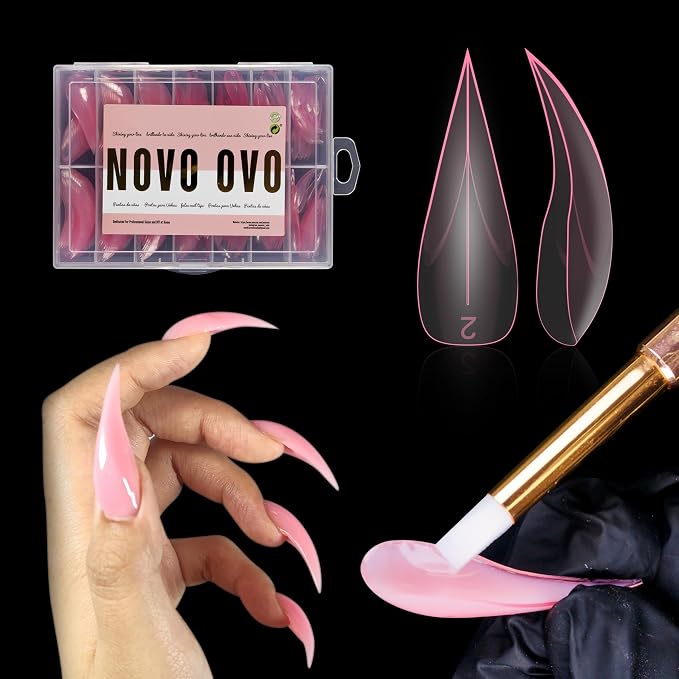 Pink Curved Stiletto 3D Nail Dual Form