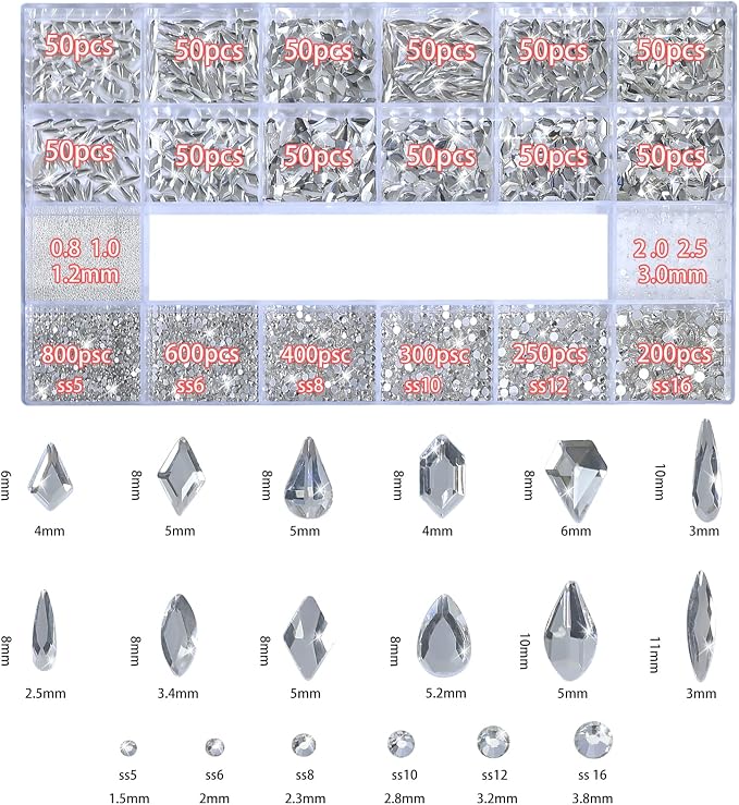 White Nail Rhinestones
