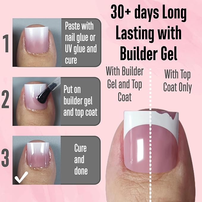Sharp Square Toe Nail tips Ombre Berry Pink