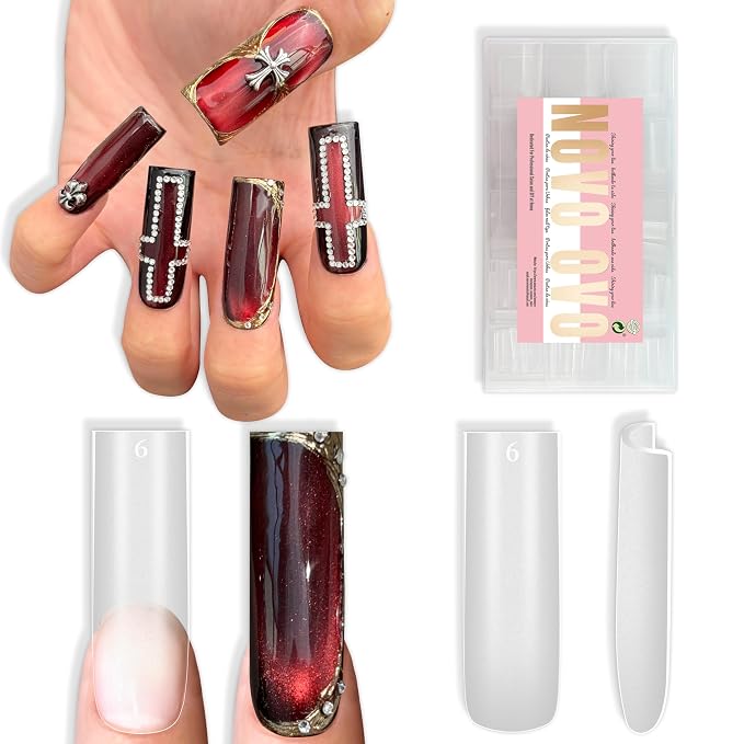Long Sharp Square Clear Nail Tips 360