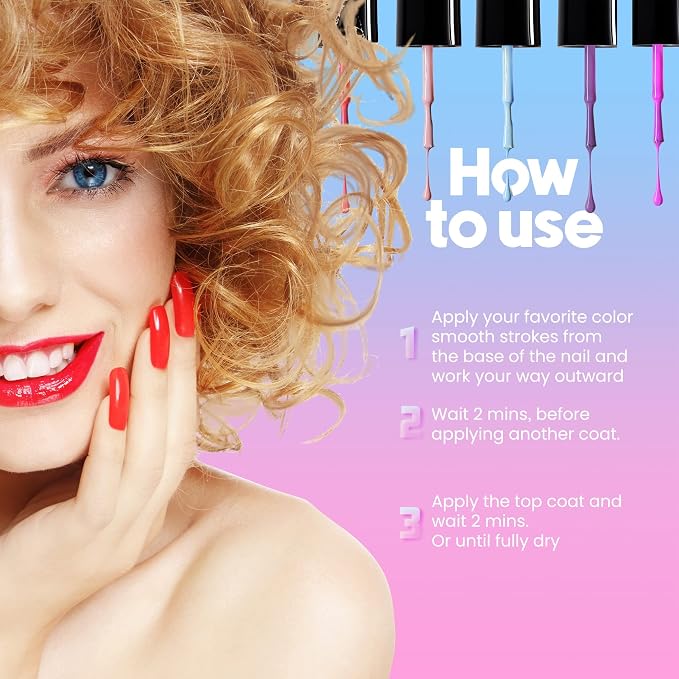 bunch of different colors such as pastels, metallic, to bold reds and purples.