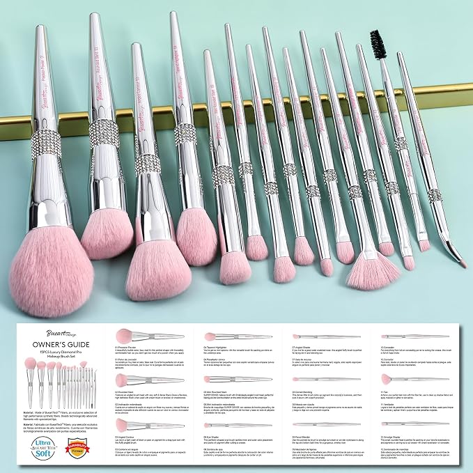 15Pcs Silver Pink+Holder