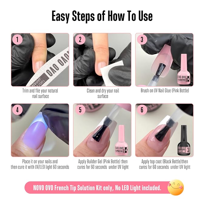 French Tips Solution_UV Nail Glue Builder Gel Top Coat Kit