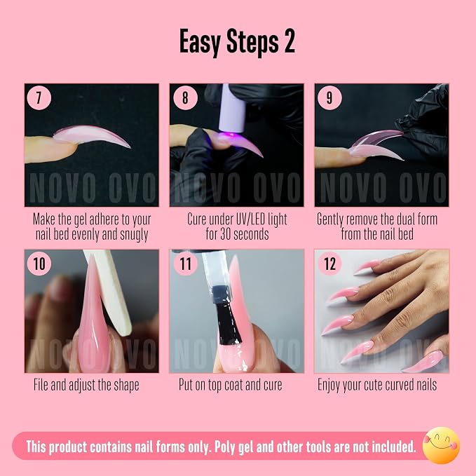 Pink Curved Stiletto 3D Nail Dual Form