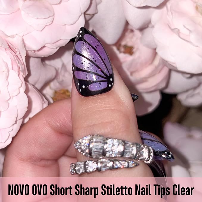 Short Sharp Stiletto Nail Tips Clear 480