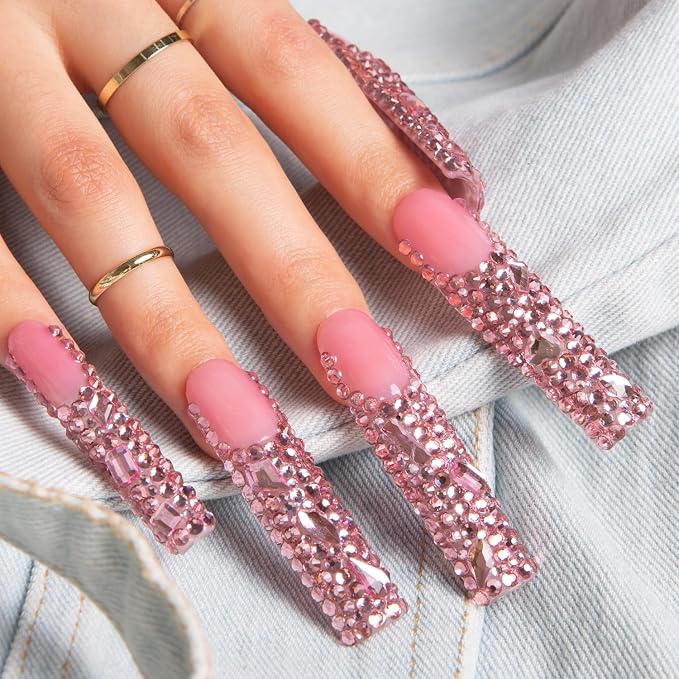 Pink French Tip Rhinestone