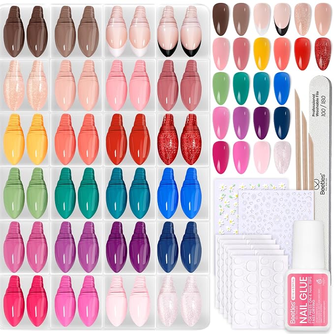 B - Nail Kit | Short Almond | Rainbow Gleam 720PCS
