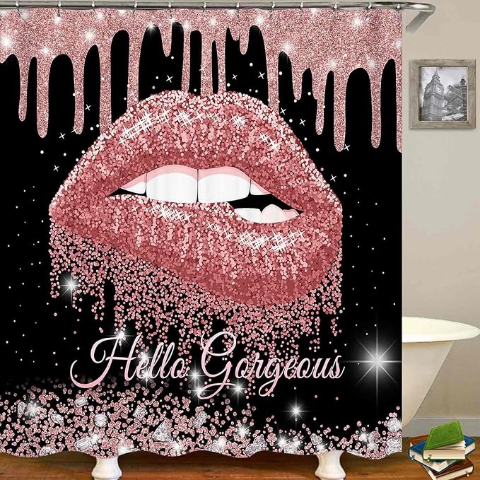 Rose Gold Glitter Sexy Lips