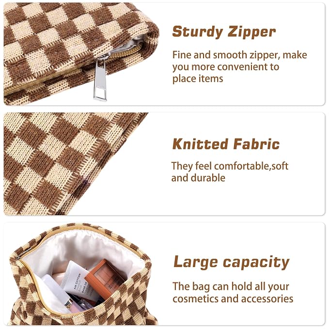 B-Checkered 3Pcs Mix Brown